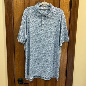 Light blue polo printed shirt by Peter Millar. Size L.